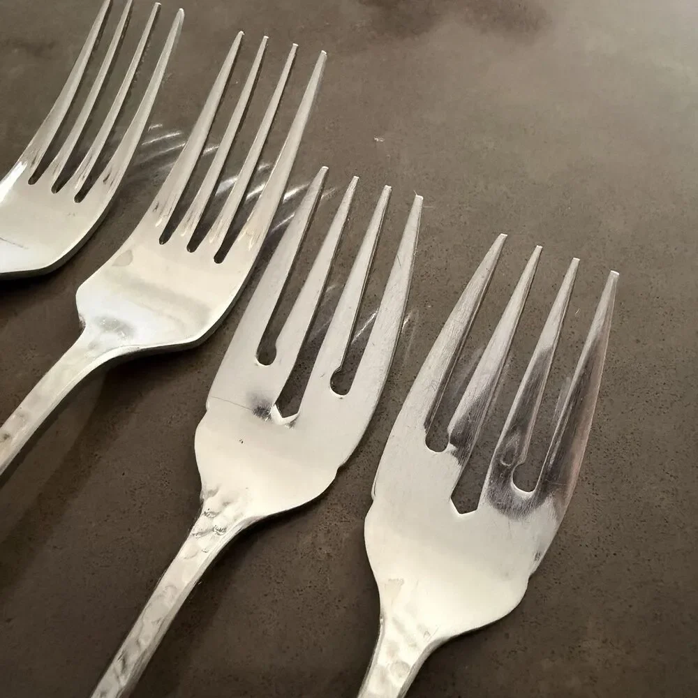 Lot Dinner Salad Forks Spoons HABITAT Japan stainless flatware Set Hammered